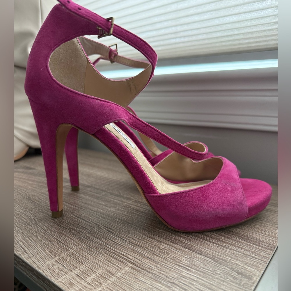 Diane Von Furstenberg Fuscia Ankle Strap Stilleto Heels Sz 9 Party HOCO Event